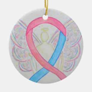 Pink and Blue Awareness Ruban Angel Art Ornements