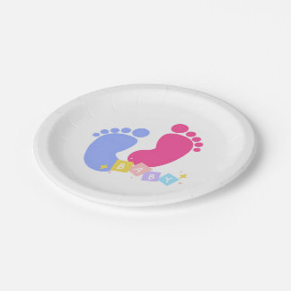 Pink and Blue Baby Footprints Papieren Bordje