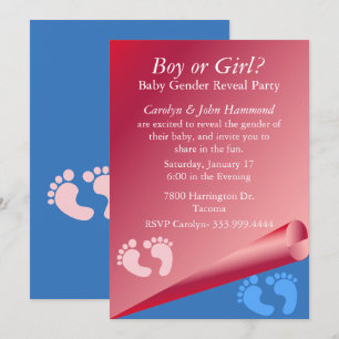 Pink and Blue Baby Genre Reveale Party Invitation