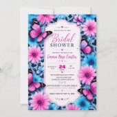 Pink and Blue Butterfly Bridal Shower Invitation (Devant)