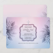 Pink and Blue Foliage Invitation religieuse (Devant / Derrière)