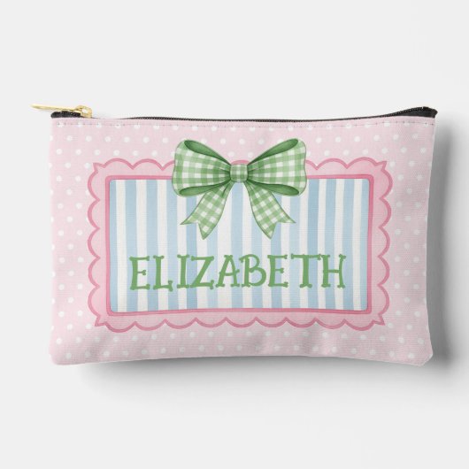 Pink and Blue Frame Green Gingham Bow Etui (Voorkant)
