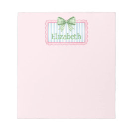 Pink and Blue Frame With Green Gingham Bow Notitieblok