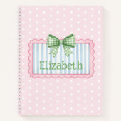 Pink and Blue Frame With Green Gingham Bow Notitieboek (Voorkant)