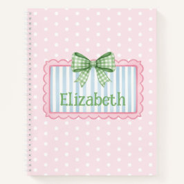 Pink and Blue Frame With Green Gingham Bow Notitieboek
