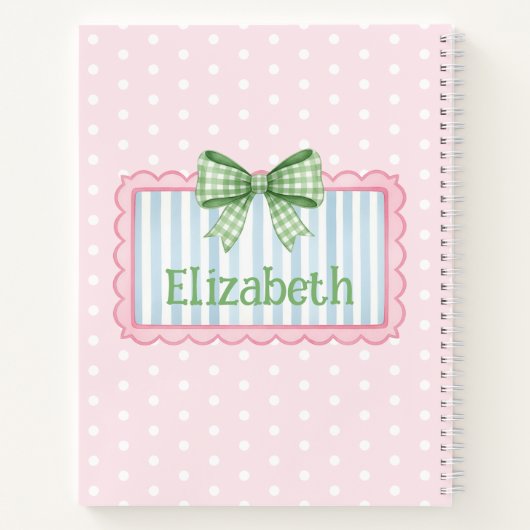 Pink and Blue Frame With Green Gingham Bow Notitieboek (Achterkant)