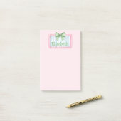 Pink and Blue Frame With Green Gingham Bow Post-it® Notes (Op bureau)