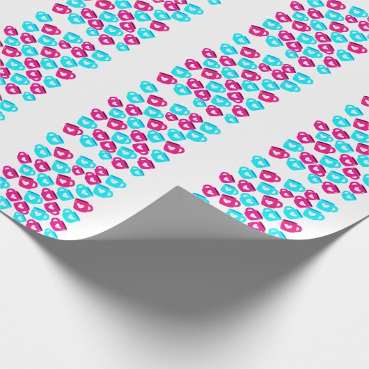 Pink and Blue Heart Cups Pattern Cadeaupapier (Hoek)