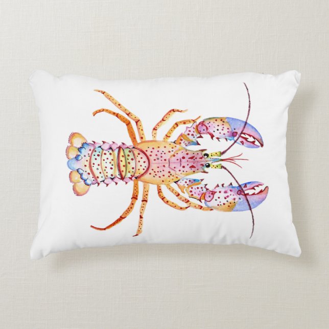 Pink and Blue Lobster Accent Kussen (Voorkant)