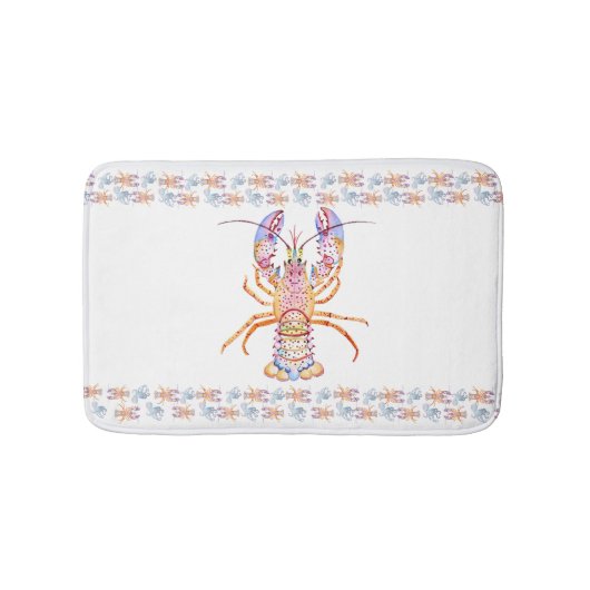 Pink and Blue Lobster Badmat (Voorkant)