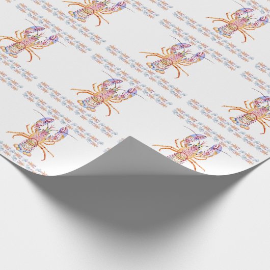 Pink and Blue Lobster Cadeaupapier (Hoek)