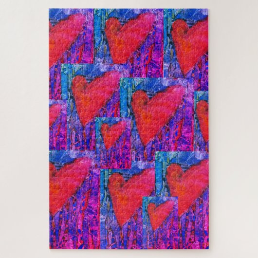 Pink and Blue Multiple Hearts 1000 pièce Puzzle (Vertical)