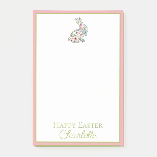 Pink and Blue Wildflower Easter Rabbit Post-it® Notes (Voorkant)