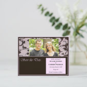 Pink and Chocolate Save the Date mariage Cartes (Debout devant)