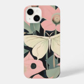 Pink and Cream - Luna Moth and Moonflowers iPhone Hoesje (Achterkant)