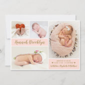 Pink and Gold 4 Photo Collage Faire-part de naissa (Devant)