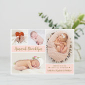 Pink and Gold 4 Photo Collage Faire-part de naissa (Debout devant)