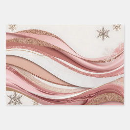 Pink and Gold Abstract Glitter Waves Wrapping Pape Inpakpapier Vel