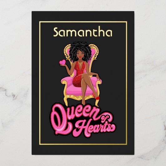 Pink and Gold Afro Anniversaire Foil Invitation (Recto)