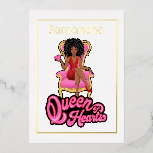 Pink and Gold Afro Anniversaire Foil Invitation (Recto)