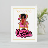Pink and Gold Afro Anniversaire Foil Invitation (Debout devant)