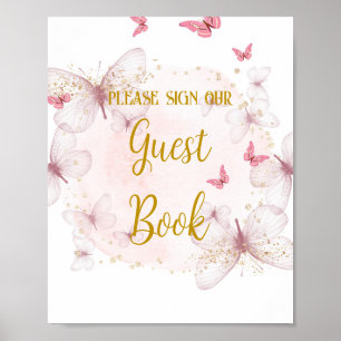Pink and Gold Anniversaire du livre d'or Panneau d