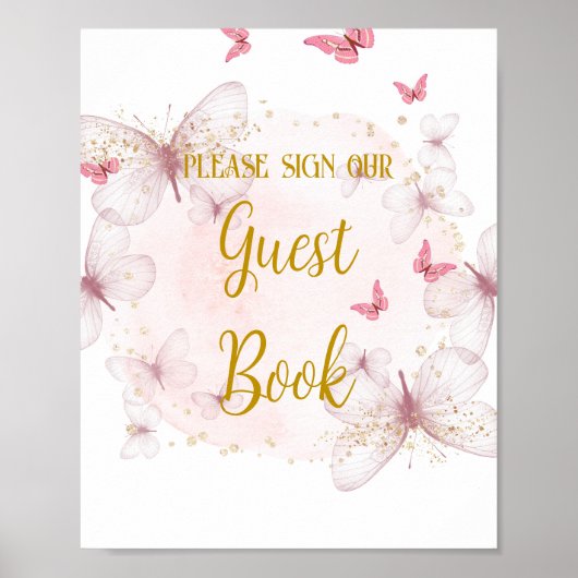 Pink and Gold Anniversaire du livre d'or Panneau d (Devant)