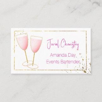 Pink and Gold Bartender-Barmaid Business Card Visitekaartje