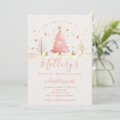 Pink and Gold Christmas Birthday Invitation (Debout devant)