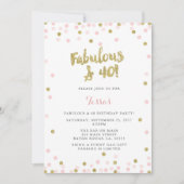 Pink and Gold Fabulous & 40 Anniversday Invitation (Devant)