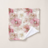 Pink and Gold Floral Bath Towel Modern Chic Gift (Gant de toilette)
