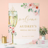 Pink and Gold Floral Champagne Glass Welcome (Mariage)