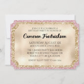 Pink and Gold Glitter VIP Event Ticket Kaart (Achterkant)