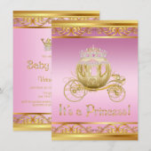 Pink and Gold Princess Baby Shower Invitations (Devant / Derrière)