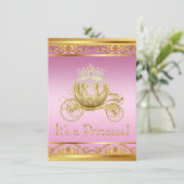 Pink and Gold Princess Baby Shower Invitations (Debout devant)