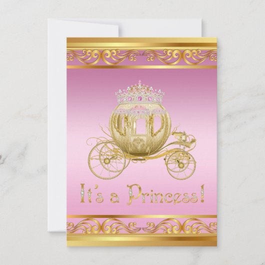 Pink and Gold Princess Baby Shower Invitations (Devant)
