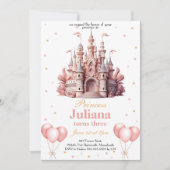 Pink and Gold Princess Castle Invitation Anniversa (Devant)