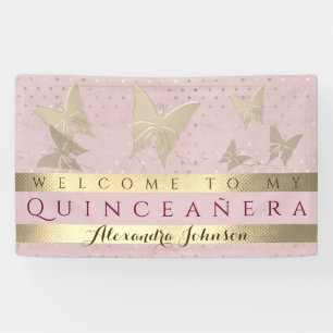 Pink and Gold Quinceanera Birthday Spandoek