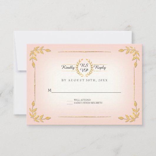 Pink and Gold RSVP Moderne feuille de laurier cour (Devant)