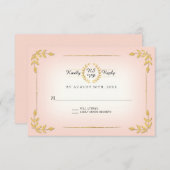 Pink and Gold RSVP Moderne feuille de laurier cour (Devant / Derrière)