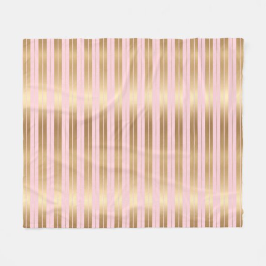 Pink and gold stripes pattern fleece deken (Voorkant (Horizontaal))