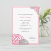 Pink and Gray Dahlia Baby Shower Invitation (Debout devant)