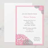Pink and Gray Dahlia Baby Shower Invitation (Devant / Derrière)