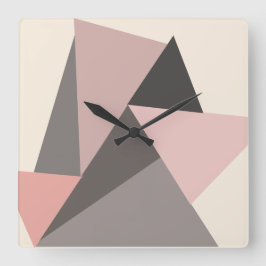 Pink and Gray Mid-century Modern Geometric   Vierkante Klok
