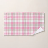 Pink and Gray Plaid Towel Set Bad Handdoek (Handdoek)