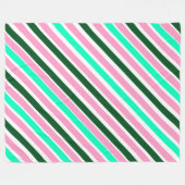 Pink and Green Christmas Candy Stripes  Fleece Deken (Voorkant (Horizontaal))
