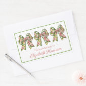 Pink and Green Floral Personalized Bookplate Rechthoekige Sticker (Envelop)
