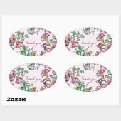 Pink and green flowers ovale sticker (Vel)
