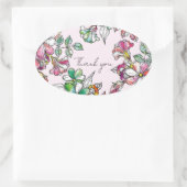 Pink and green flowers ovale sticker (Tas)