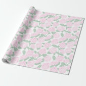 Pink and Green Hydrangea Floral Cadeaupapier (Uitgerold)